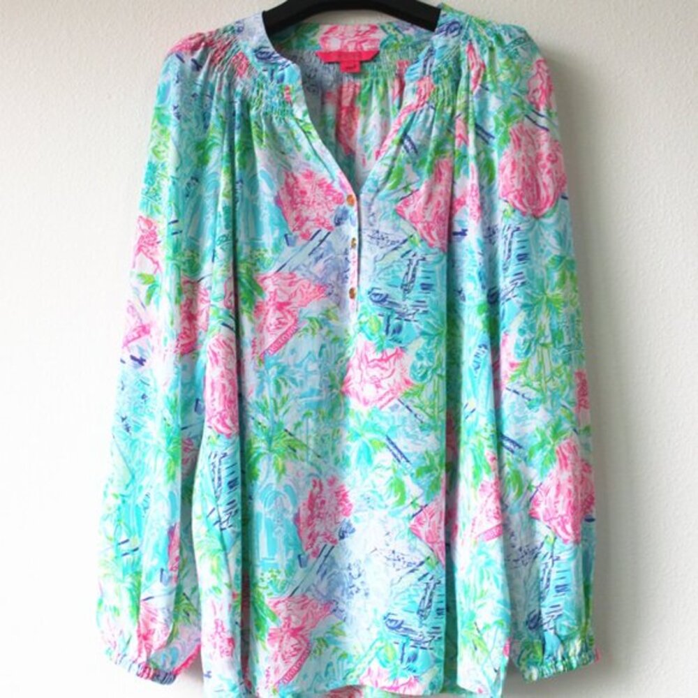 New Lilly Pulitzer Elsa Silk Top, Bohemian Queen, Size S